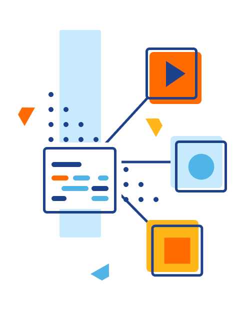 Illustration of a screen linked to three different devices