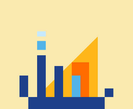 Illustration of geometrical shapes forming a bar chart