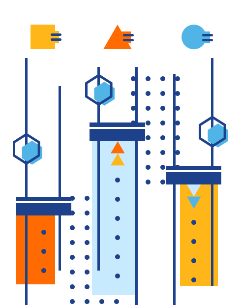 Illustration of slide controls resembling a bar chart