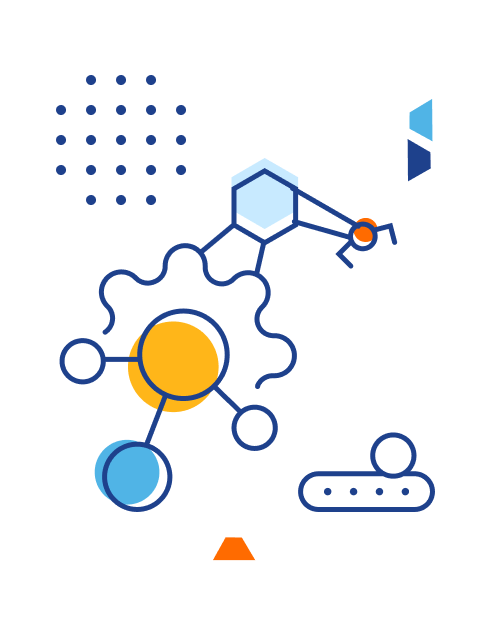 Illustration of a robotic arm controlled by a gear