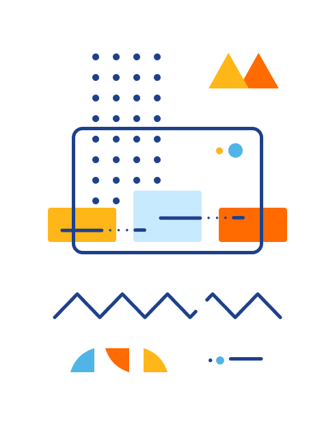 Illustration of a screen with some snippets moving across it and line chart displayed below it