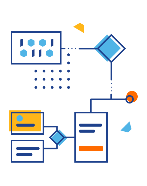 Illustration of a flowchart with different symbols representing different QA steps