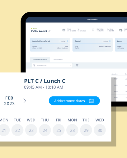 A snippet of the Flex's dashboard and calendar features
