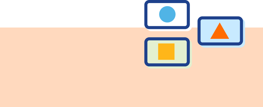 Icon of three cards with different geometric objects in them