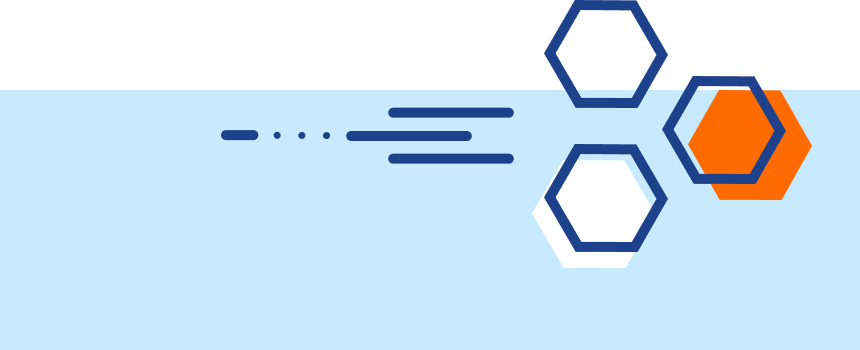 Icon of three hexagons moving forwards